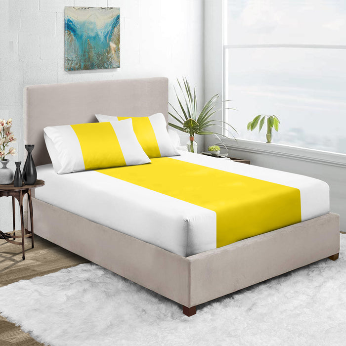 Yellow with White Contrast Fitted Bed Sheet