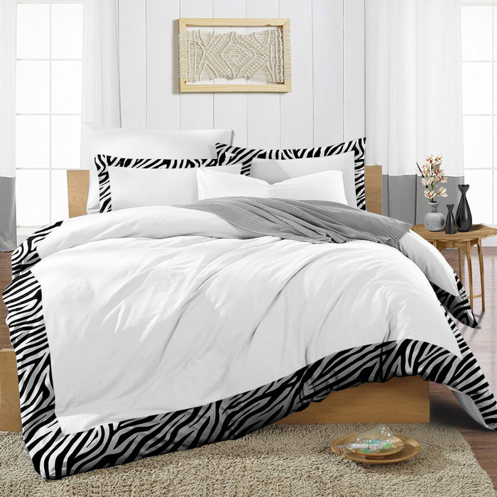 Zebra Print with White Two Tone Duvet Cover