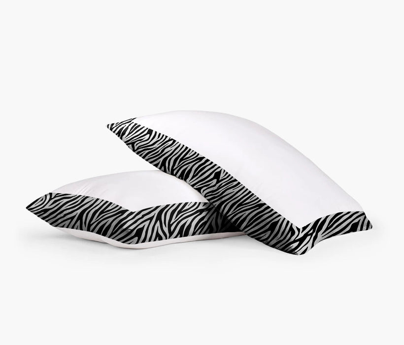 Zebra Print with White Two Tone Pillow Covers