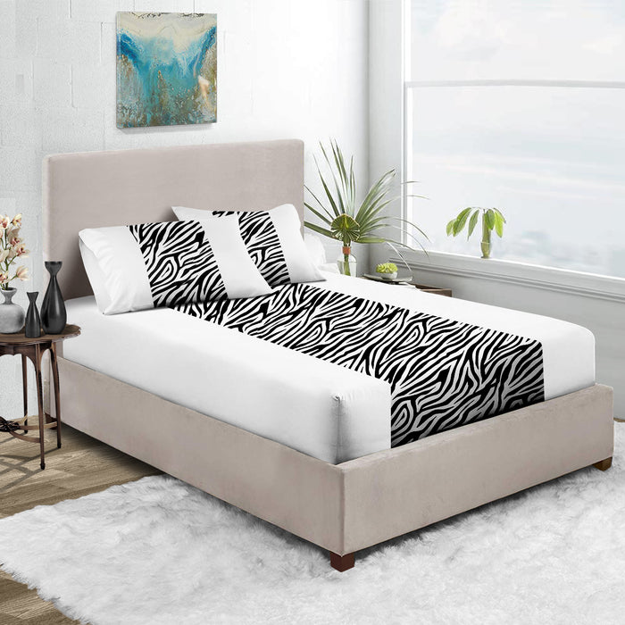 Zebra Print with White Contrast Fitted Bed Sheet