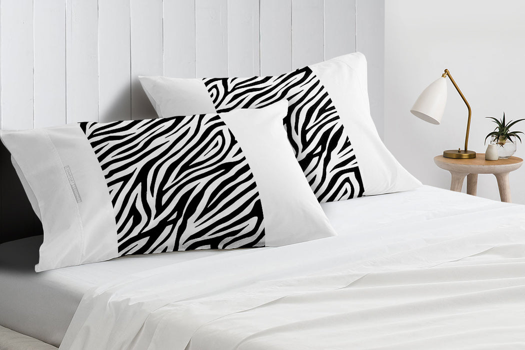 Zebra Print with White Contrast Pillow Covers