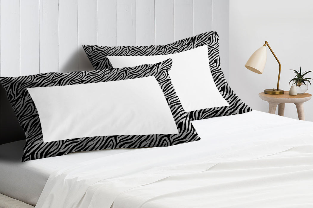 Zebra Print with White Two Tone Pillow Covers