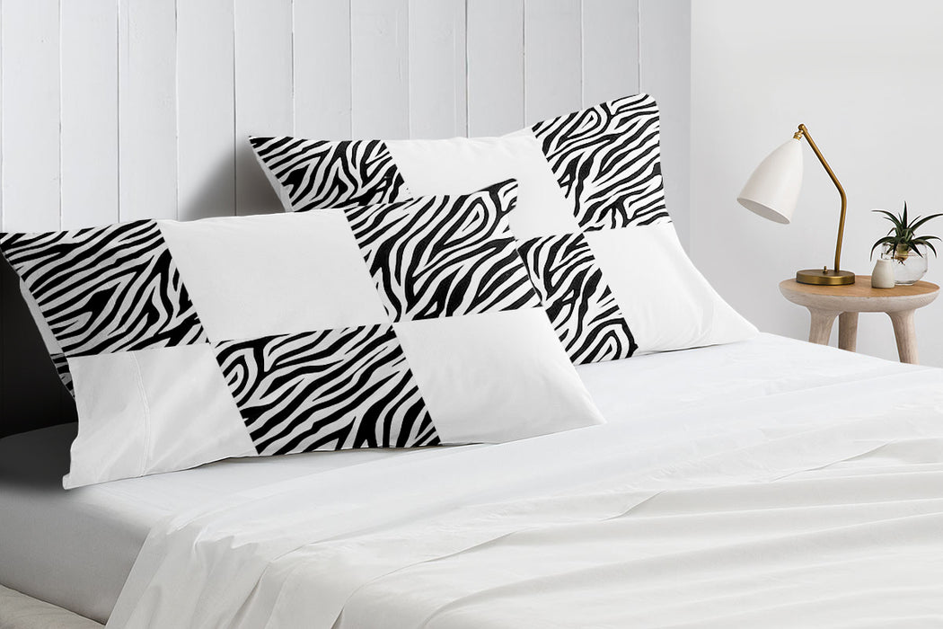 Zebra Print with White Chex Pillow Covers