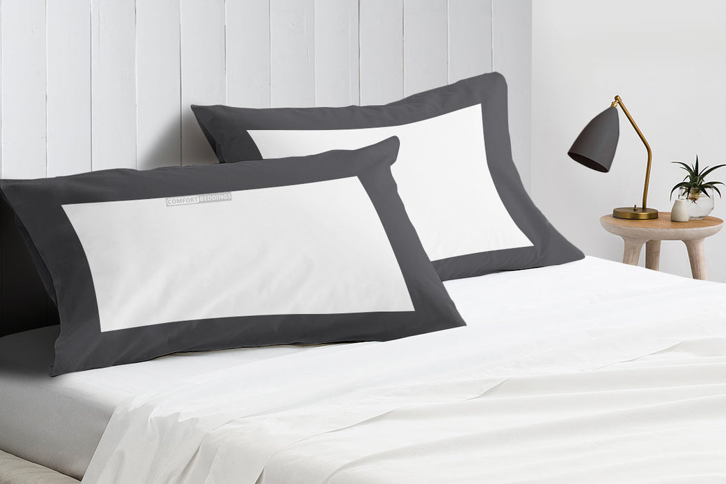 Dark Grey with White Two Tone Pillow Covers