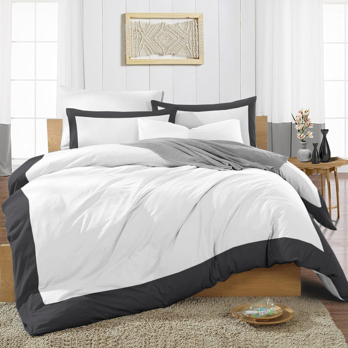 Dark Grey with White Two Tone Duvet Cover