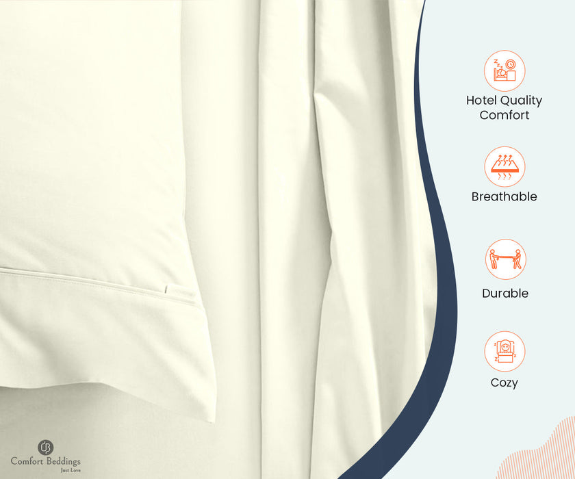 600 Thread Count Ivory Fitted Sheet