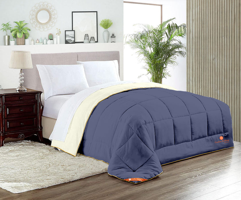 Ivory and mediterranean blue reversible comforter