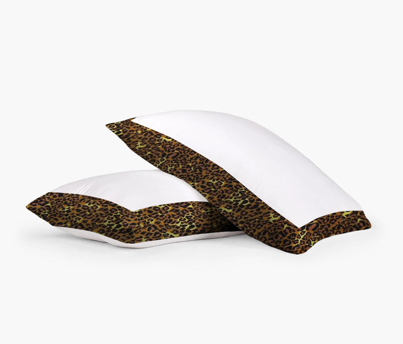 Leopard Print with White Two Tone Pillow Covers