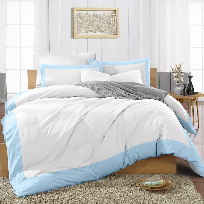 Light Blue with White Two Tone Duvet Cover