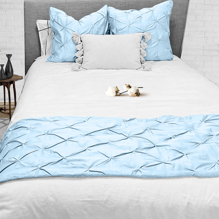 Light Blue Pinch Bed Runner