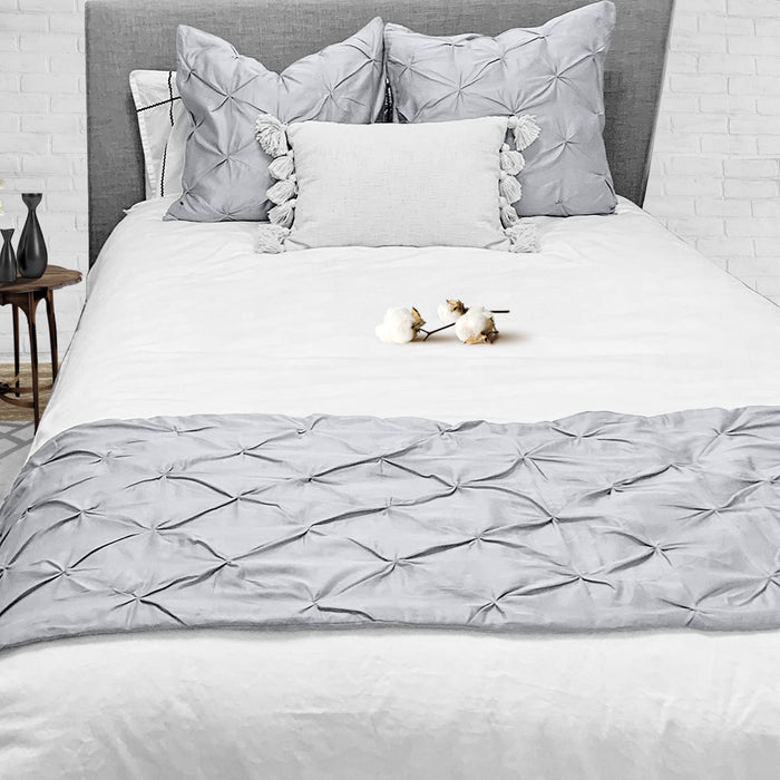 Light Grey Pinch Bed Runner