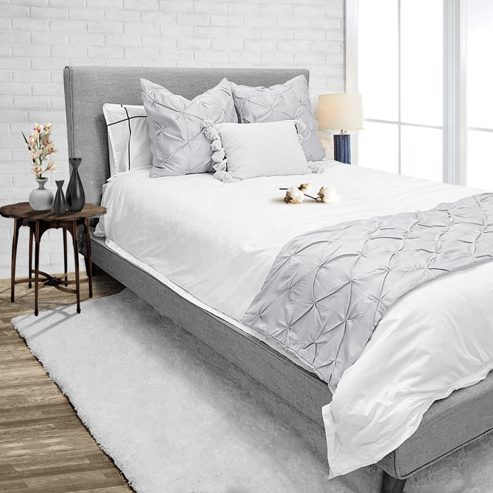 Light Grey Pinch Bed Runner