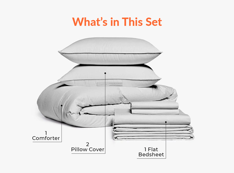 Light Grey Flat Bedsheet Combo Offer - Comfort Beddings