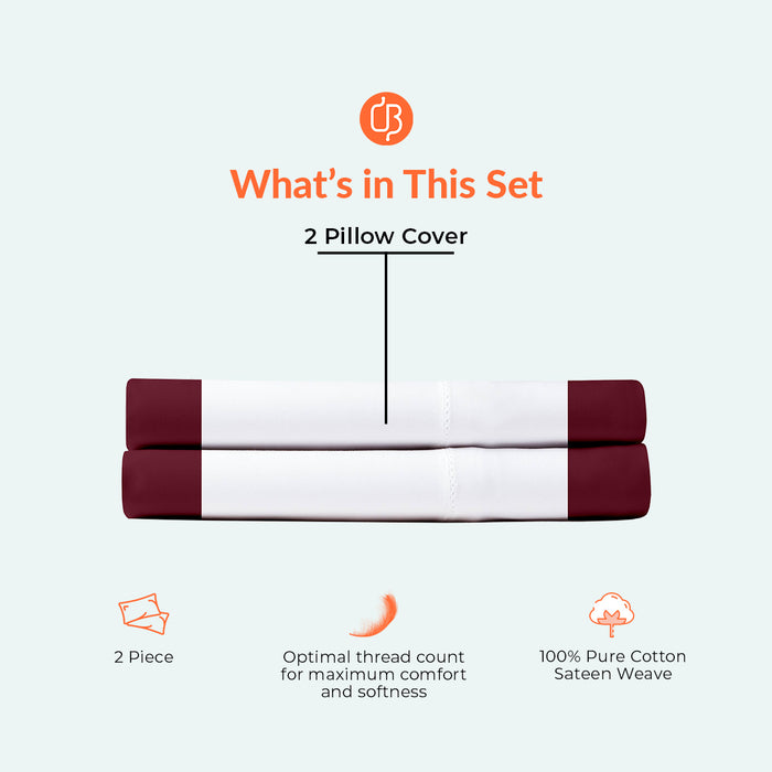 Wine with White Two Tone Pillow Covers