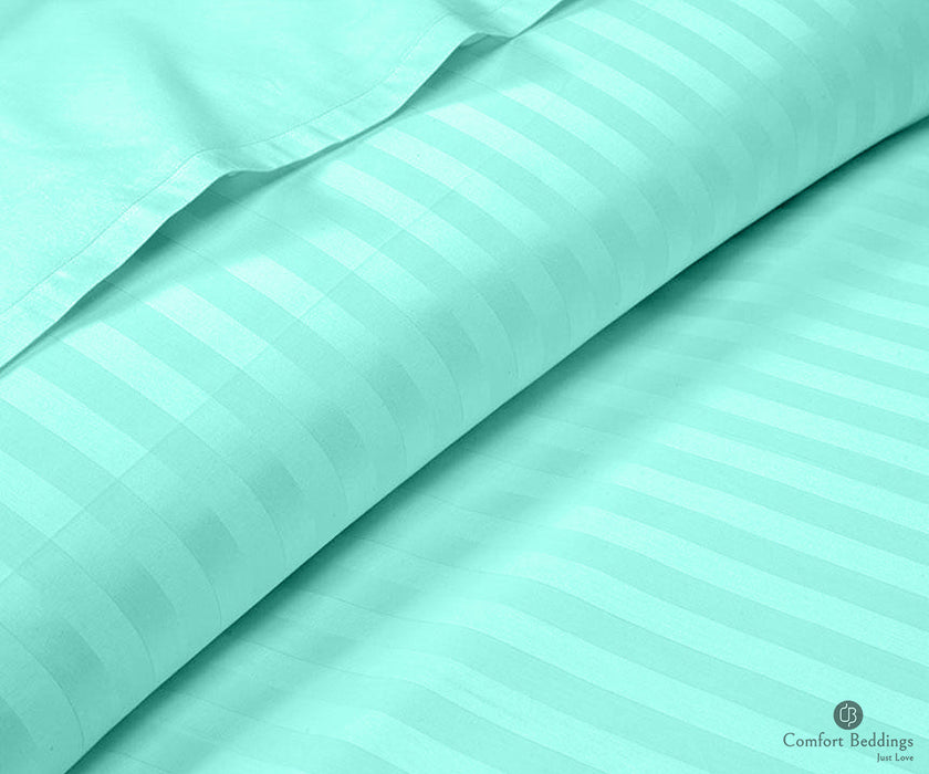 aque blue stripe flat sheets