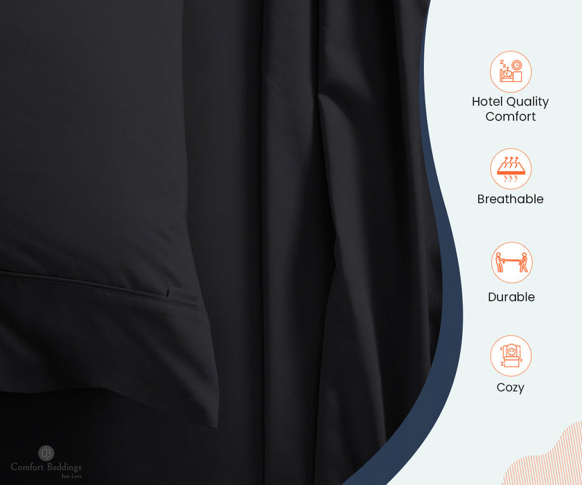 Black Fitted Bed Sheet - Comfort Beddings