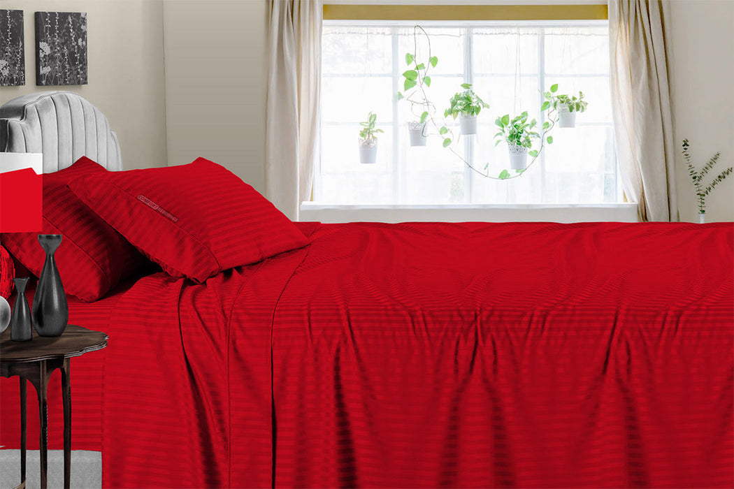 300 Thread count Classy Striped Blood Red Sheet Set