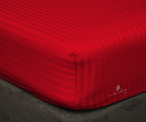 Blood Red Stripe Fitted Bed Sheet - Comfort Beddings