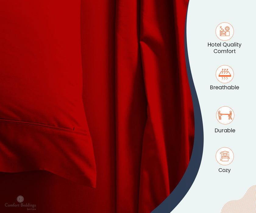 Blood Red Fitted Bed Sheet - Comfort Beddings