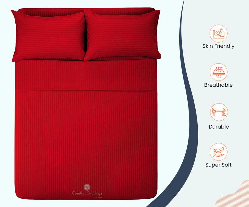 Blood red stripe queen size flat sheet size