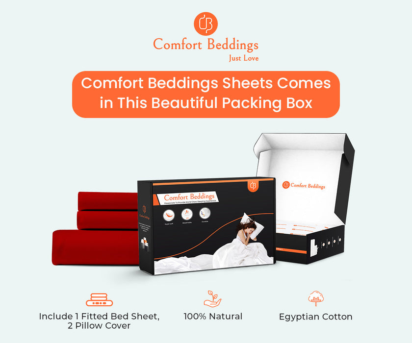 Blood Red Fitted Bed Sheet - Comfort Beddings