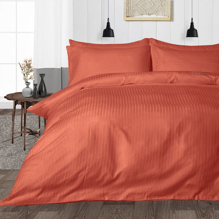 Brick Red Striped Duvet Cover - Comfort Beddings