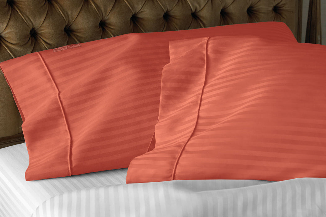 Elegant Soft Brick Red Stripe pillow cases
