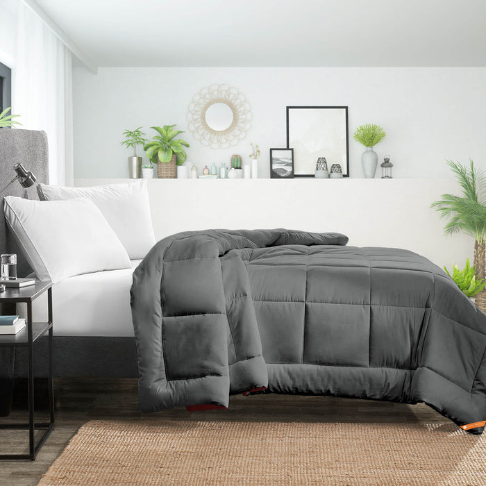 Burgundy and grey reversible comforter