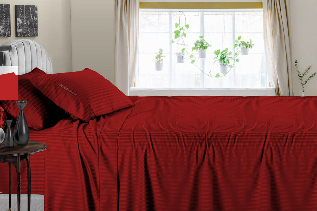 Most Selling 300 TC Burgundy Striped Sheet Set