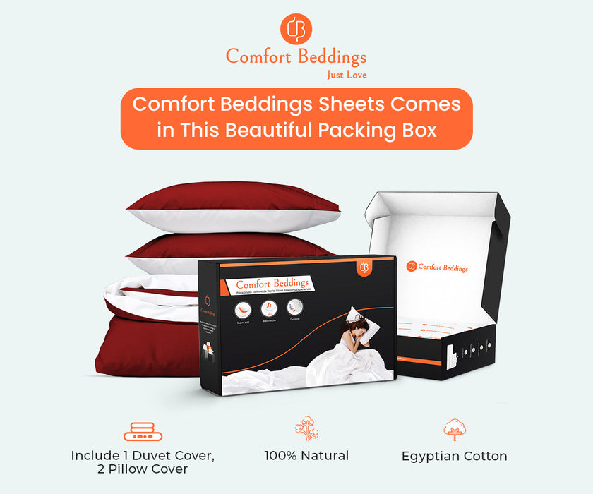 Burgundy Reversible Duvet Cover
