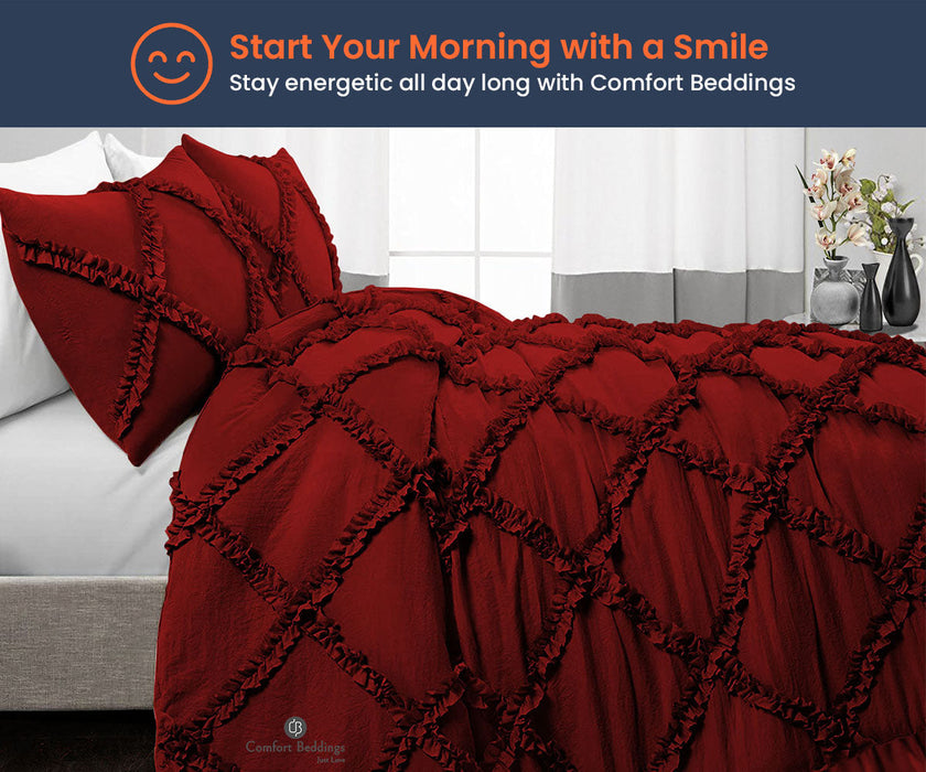 Burgundy Diamond Ruffled comforter