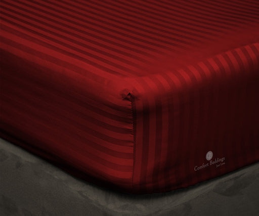 Burgundy Stripe Fitted Bed Sheet - Comfort Beddings