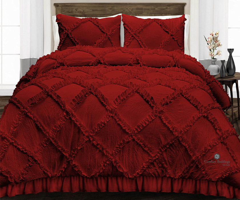 Burgundy Diamond Ruffled comforter