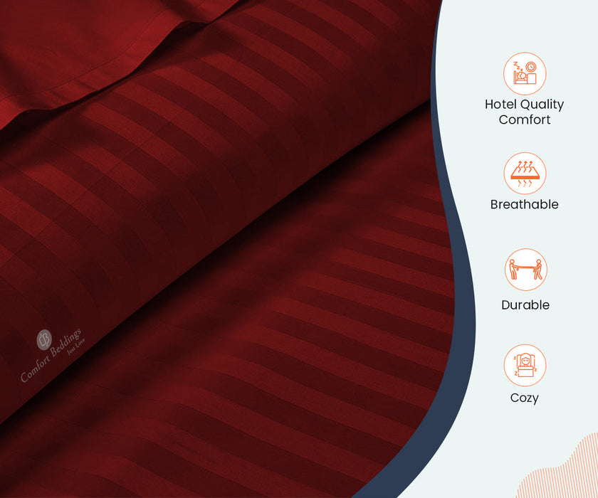 Burgundy Stripe Fitted Bed Sheet - Comfort Beddings