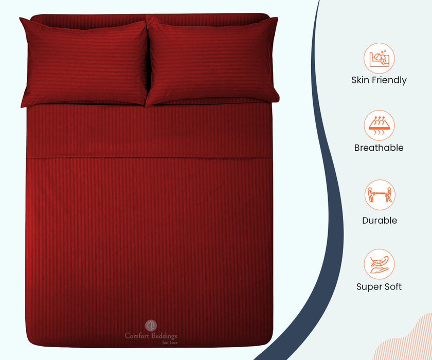 burgundy stripe queen size flat sheet size