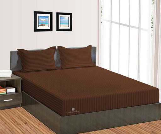 Chocolate Stripe Fitted Bed Sheet - Comfort Beddings