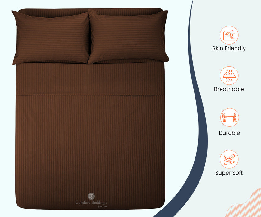 chocolate stripe queen size flat sheet size