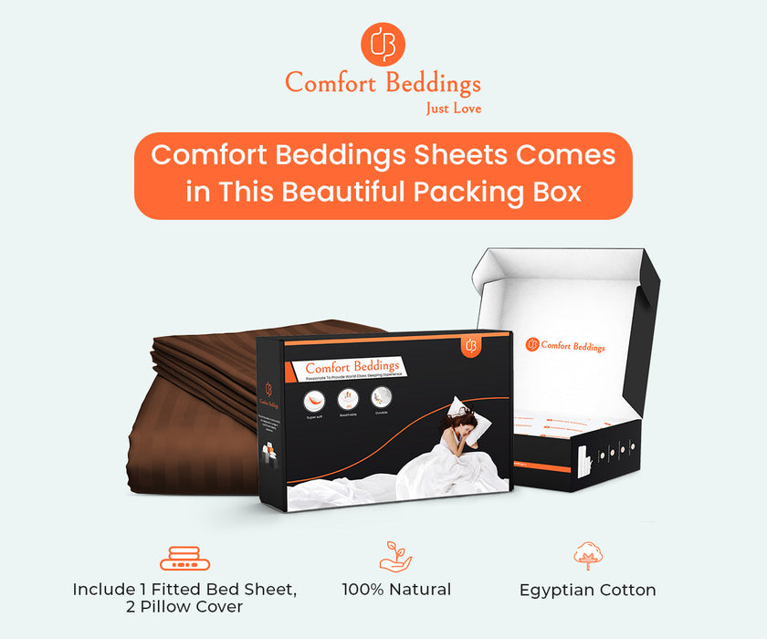 Chocolate Stripe Fitted Bed Sheet - Comfort Beddings