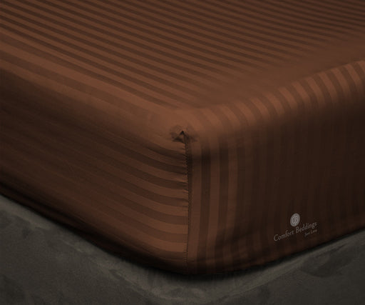 Chocolate Stripe Fitted Bed Sheet - Comfort Beddings