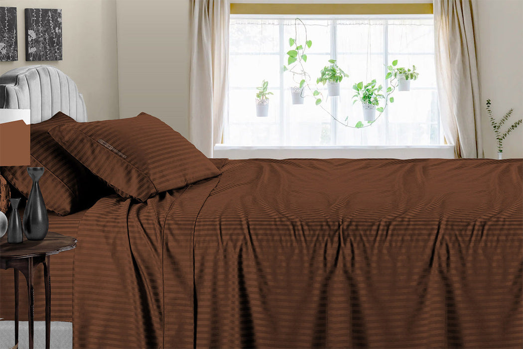 300 TC Chocolate Striped Sheet Set