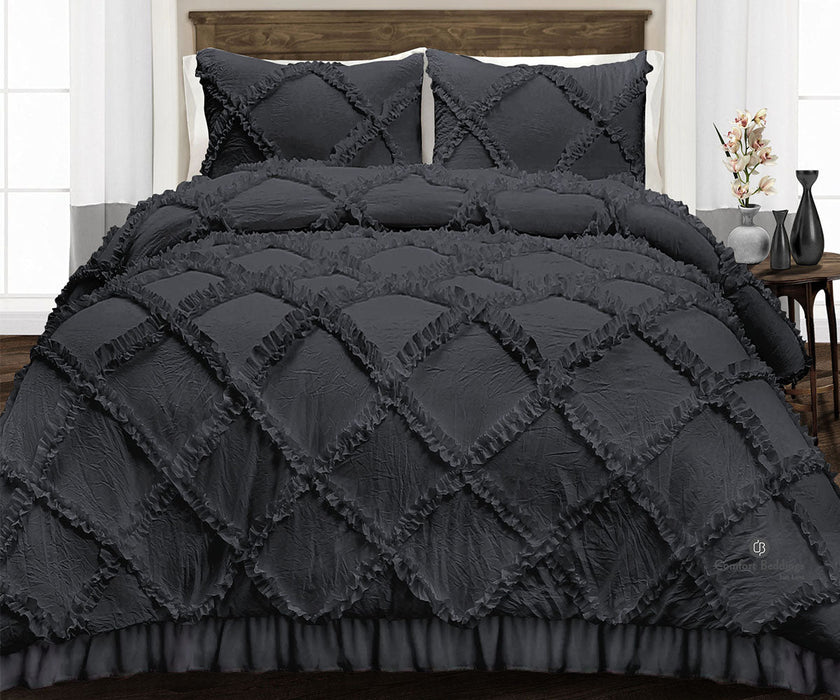 Dark Grey Diamond Ruffled comforter