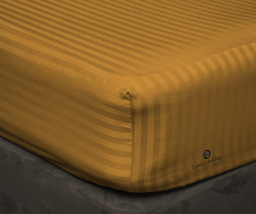 Dark Golden Stripe Fitted Bed Sheet - Comfort Beddings