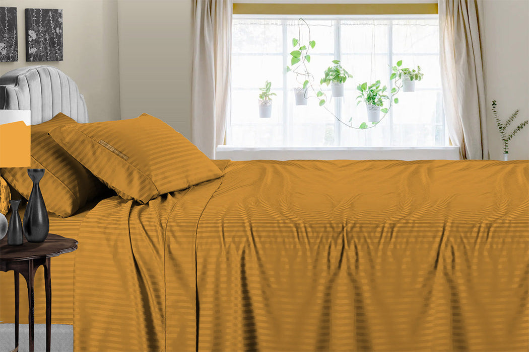 Premium Dark Golden Striped Sheet Set