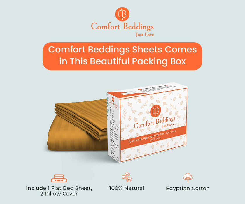 dark golden stripe flat bed sheet