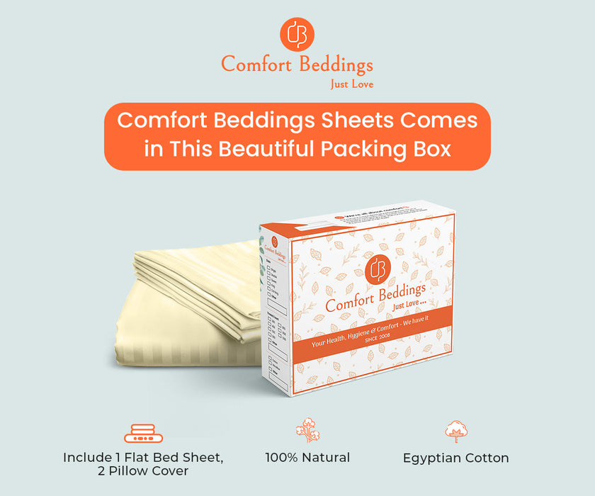 ivory stripe flat bed sheet