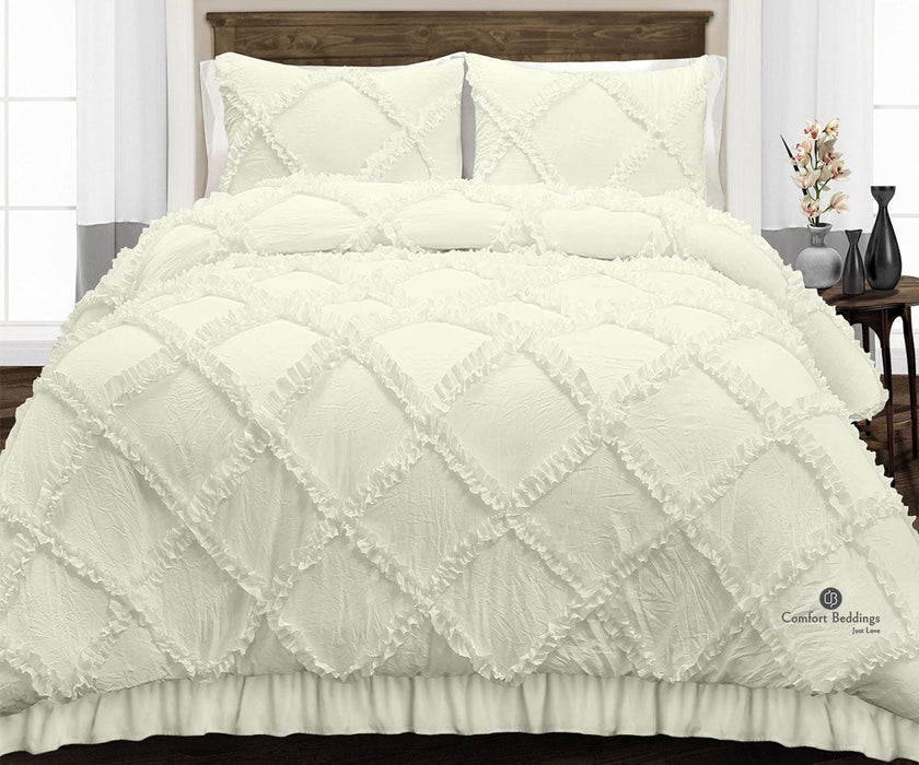 Ivory Diamond Ruffled comforter