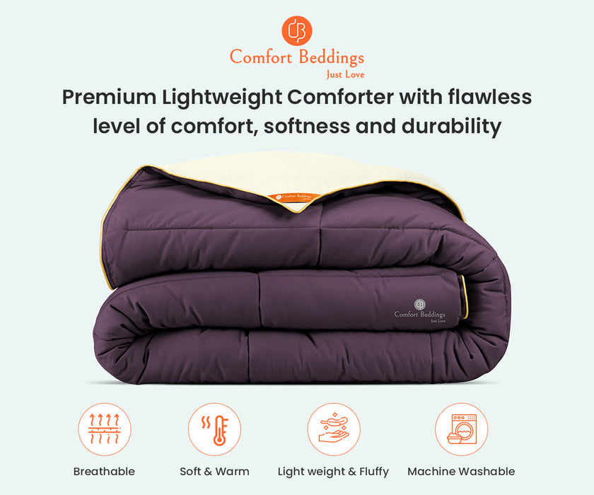 Ivory and plum reversible comforter - Comfort Beddings