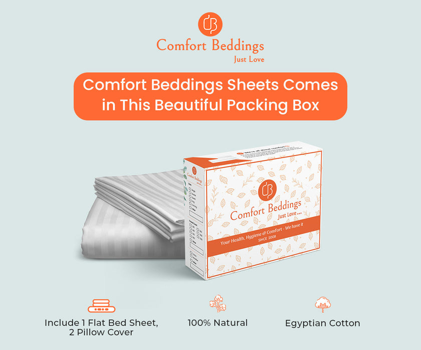 light grey stripe  flat bed sheet