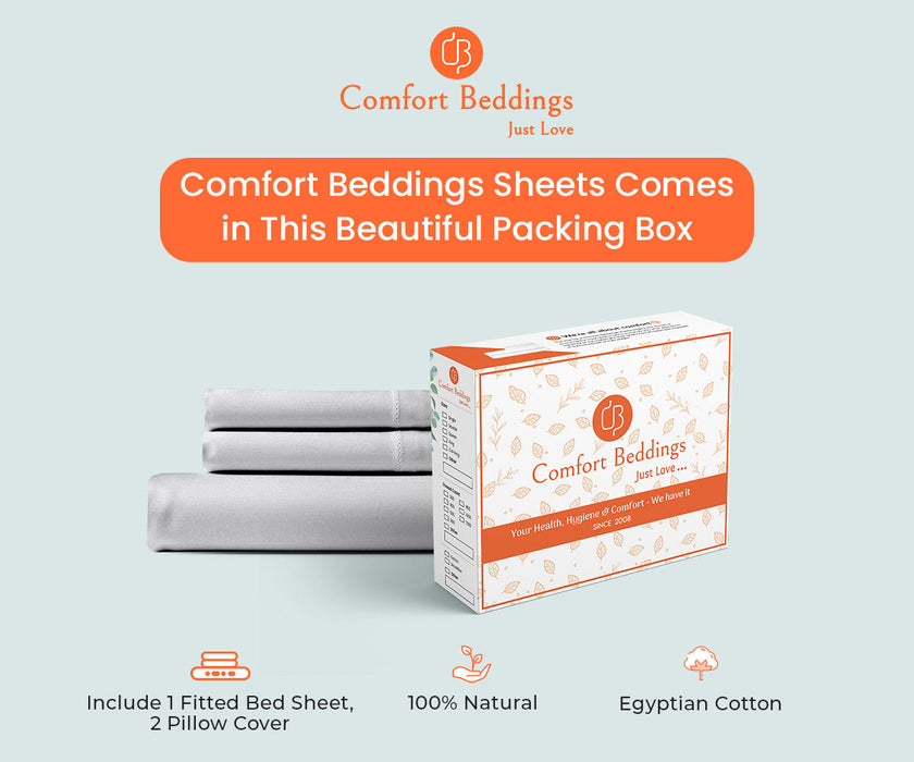 Light Grey Fitted Bed Sheet - Comfort Beddings