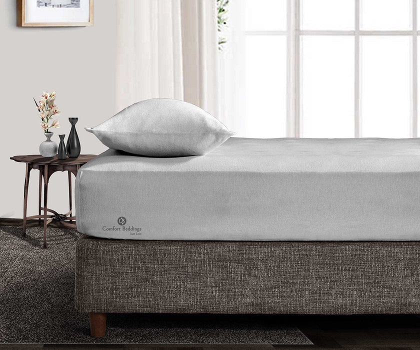 Light Grey Fitted Bed Sheet - Comfort Beddings